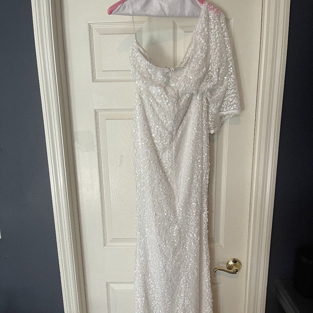 White sequined formal dress